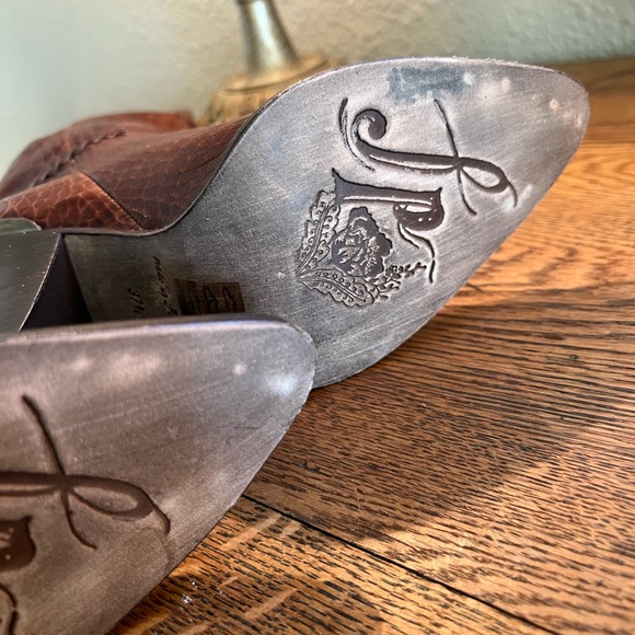 Free People Brown Croc-Embossed Knee-High Boots - Picture 11 of 11